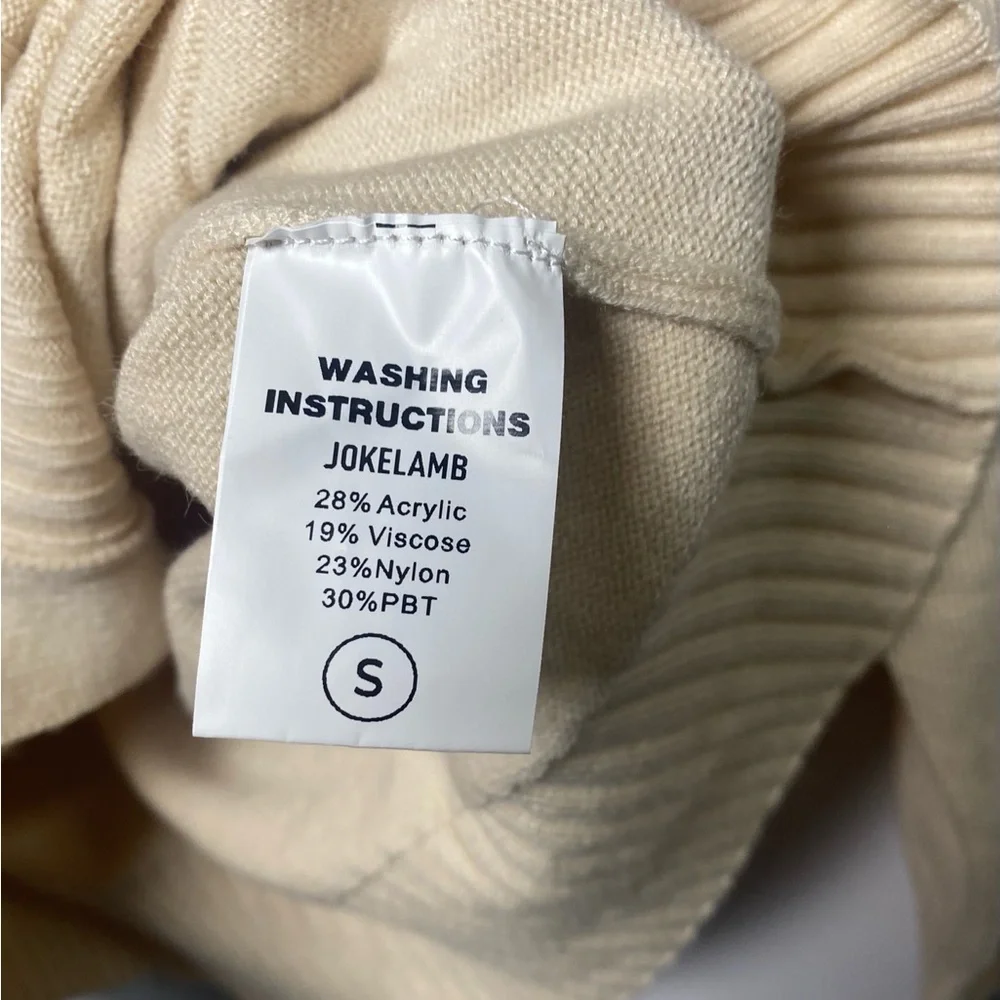 Jokelamb‎ Button Front Knit Cardigan Ivory Small Unisex Cream Sweater